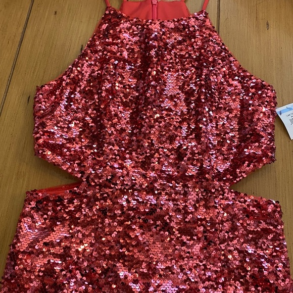 Donna Morgan Women’s Pink Sequin Maggie Halter Midi Dress Sleeveless New size 8 - Picture 13 of 16